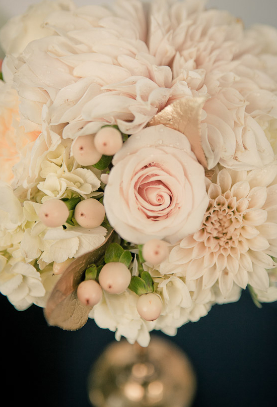 pale blush roses and dahlias 