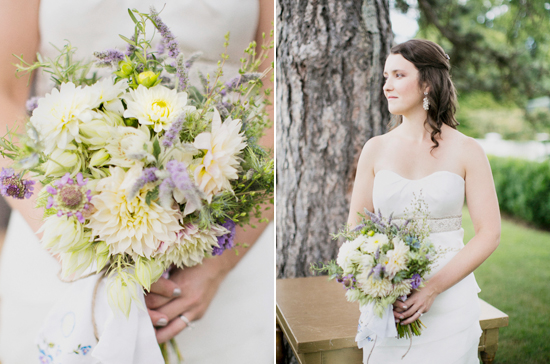 hand picked bouquet and Modern Trousseau wedding gown