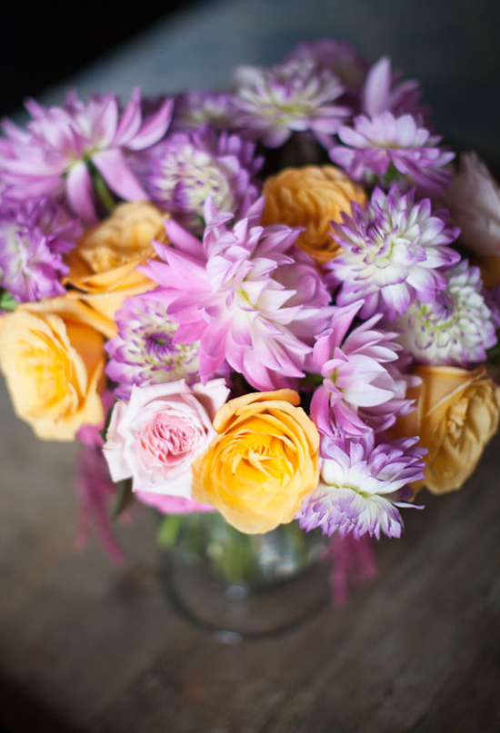 purple, yellow and pink bouquet