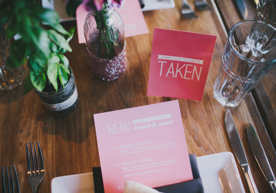 pink paper menu cards 