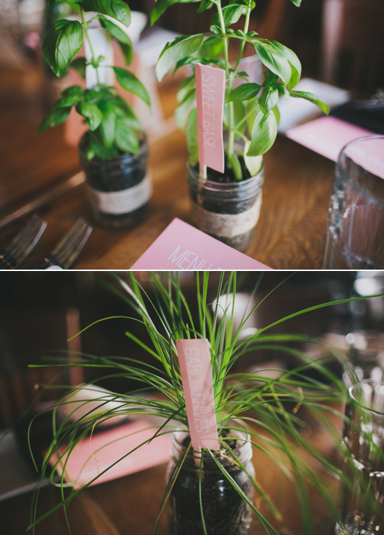 jar potted herb centerpieces