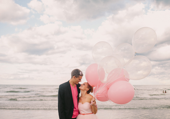 Lake Michigan and pink balloons