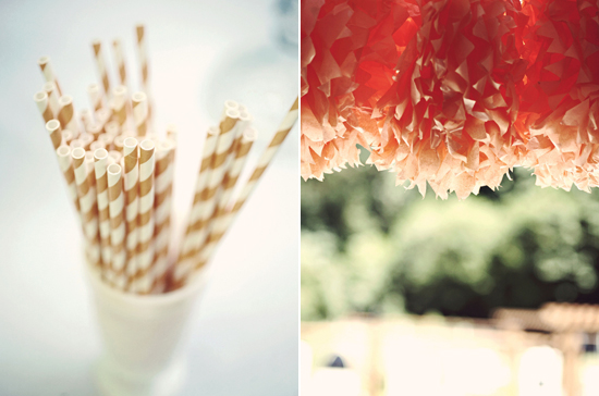 striped straws and paper garland | Photo by Anne Nunn Photography