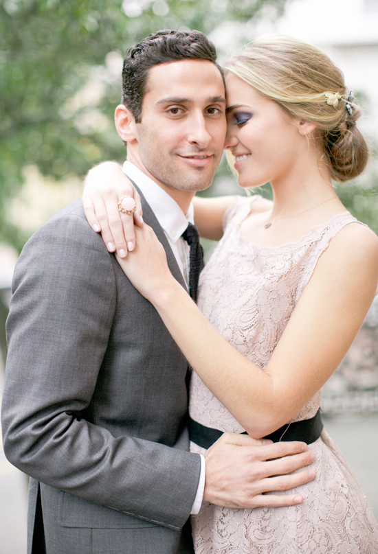 grey suit and pink lace dress  | Photo by Jeremy Harwell
