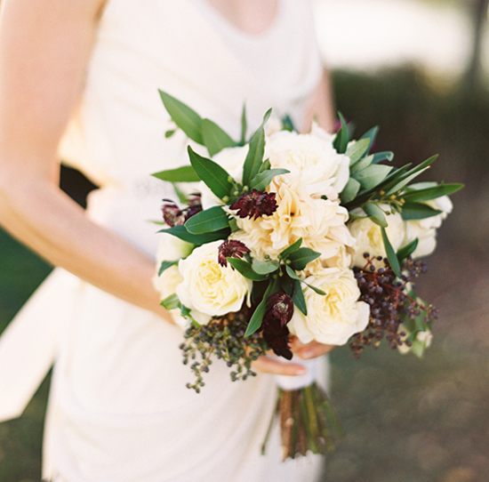cream and leafy bouquet | Photo by Jessica Burke