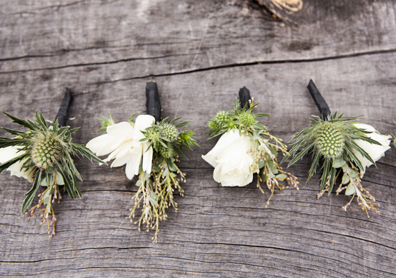 white flower boutonnière | Photo by Lauren Ross | 100 Layer Cake