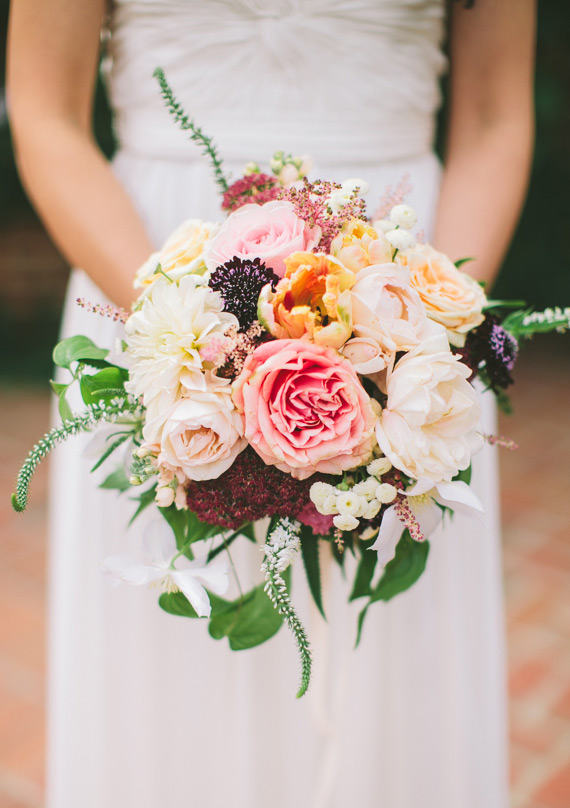 Peach and pink wedding bouquet | Steven Michael Photo | 100 Layer Cake