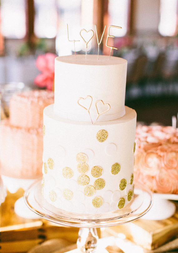 Gold dot wedding cake | photo Ciara Richardson | 100 Layer Cake