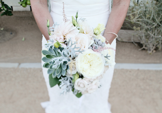 pale pink and cream flowers with lambs ear bouquet | Photo by Kimberly Genevieve