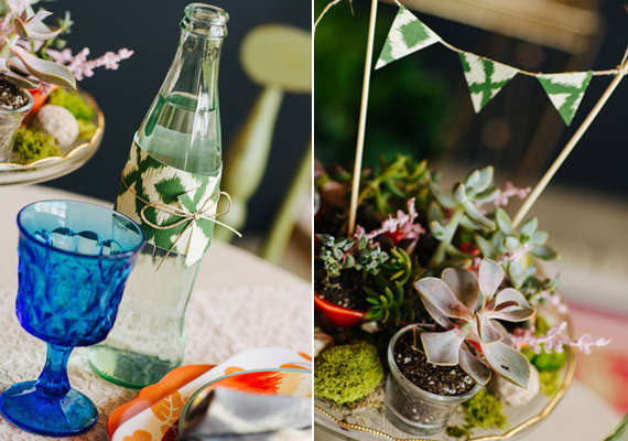 Succulent centerpiece with bunting  | photos by Christine McGuigan | 100 Layer Cake