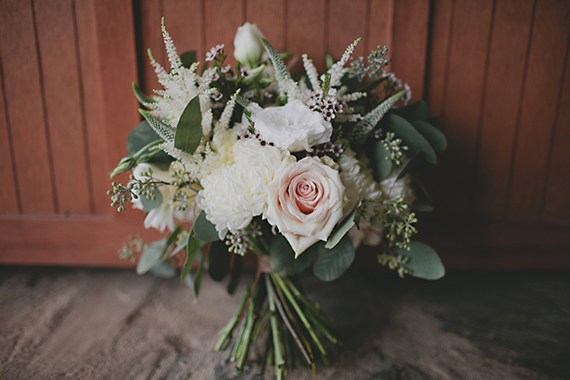 rose, Veronica, astilbe, wax flower, seeded eucalyptus, football mums bridal bouquet | photos by Nicole Roberts | 100 Layer Cake 