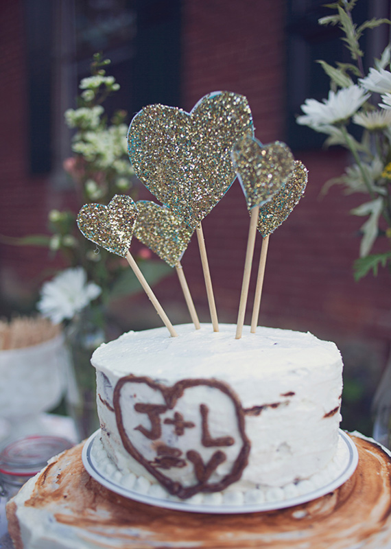 glitter heart cake topper | photo by Brooke Courtney | 100 Layer Cake
