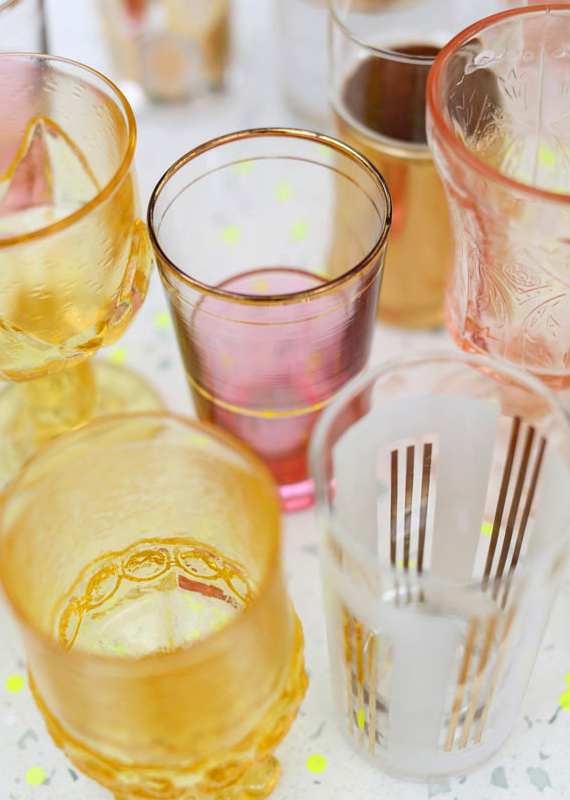 vintage cocktail glasses | Photos by Birds of a Feather | 100 Layer Cake