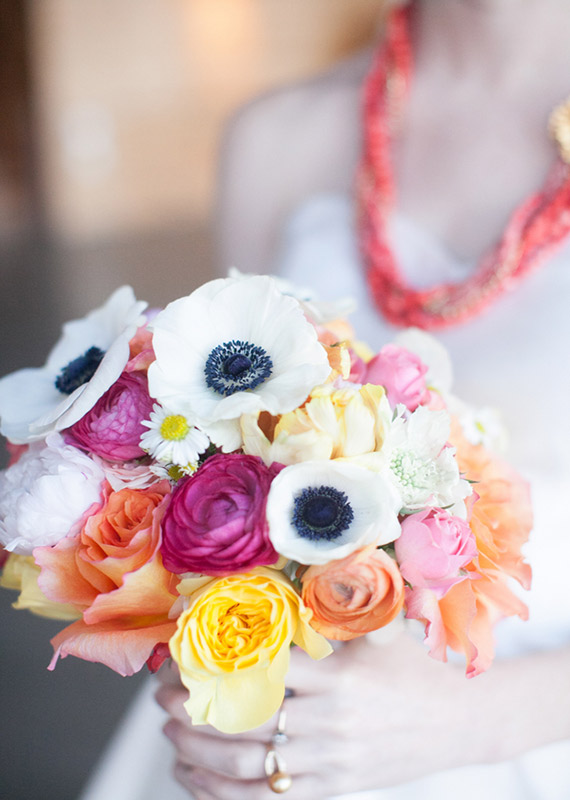 White anemone bridal bouquet | Photos by Cassandra Castaneda | 100 Layer Cake