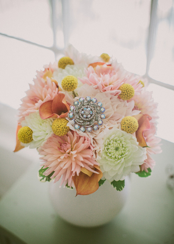 dahlias bridal bouquet | photo by Kris Holland | 100 Layer Cake