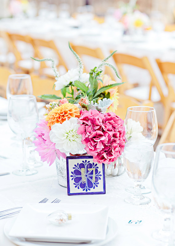 Mexican tile table numbers | photos by Meg Perotti | Planning Sitting in a Tree |100 Layer Cake