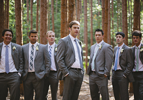 mixed-matched blue tie for groomsmen | Photo by Lime Green Photography | 100 Layer Cake