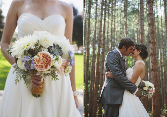 rose and succulent wedding bouquet | Photo by Lime Green Photography | 100 Layer Cake