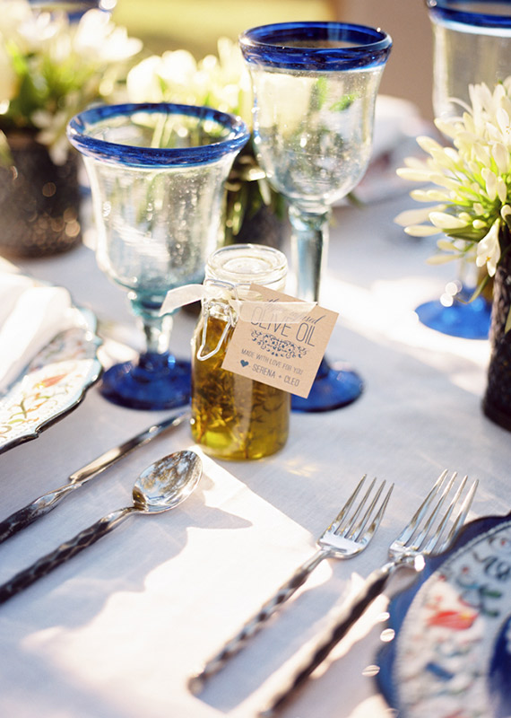 Olive Oil wedding favors | photos by Reg Campbell Wedding & Editorials | 100 Layer Cake