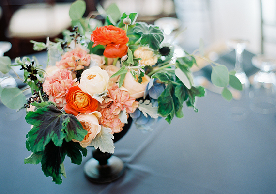bright rose and ranunculus centerpiece | photos by Whitney Neal | 100 Layer Cake