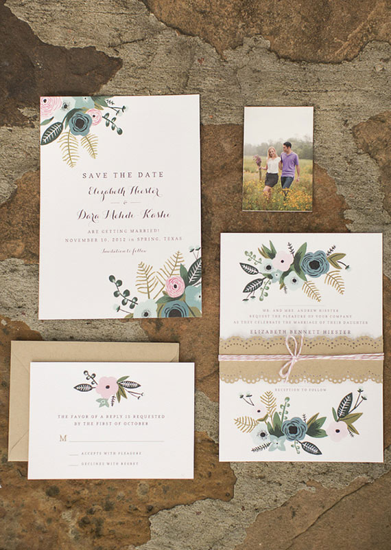 Illustrated Fall wedding invitations |  photos by Mustard Seed Photography | 100 Layer Cake