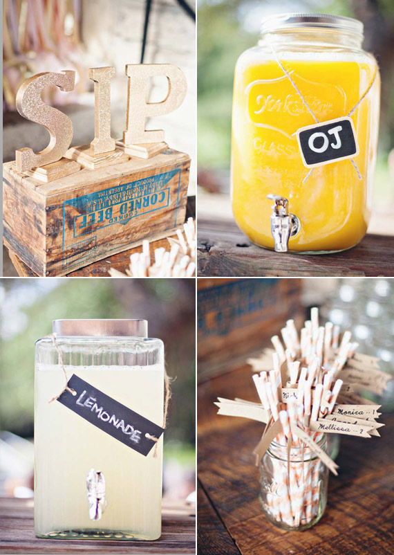 Rustic cocktail station | photos by Flora + Fauna | 100 Layer Cake
