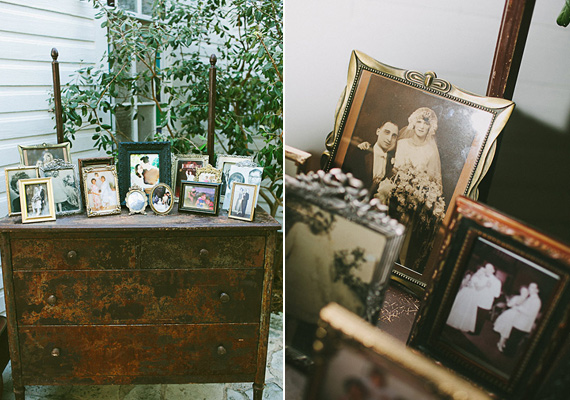 Vintage photo display | photo by Amber Vickery Photography | 100 Layer Cake