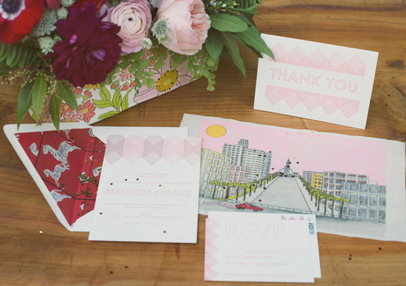 Hand painted wedding invites | photo by The Weaver House | design by Bash, Please | 100 Layer Cake