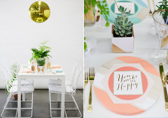 Modern, geometric wedding inspiration | Photo by Alders Photography | Read more - http://www.100layercake.com/blog/?p=70726