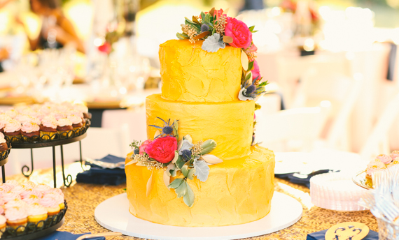 Yellow wedding cake | Photo by Love Lit Wedding Photography | Read more - http://www.100layercake.com/blog/?p=71921