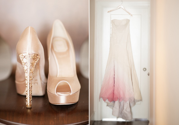 Pink ombre wedding dress | Photo by Julie Mikos | Read more -  http://www.100layercake.com/blog/?p=73120