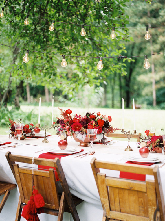 Rich red fall wedding idea | Photo by Jake Anderson | Read more - http://www.100layercake.com/blog/?p=79976