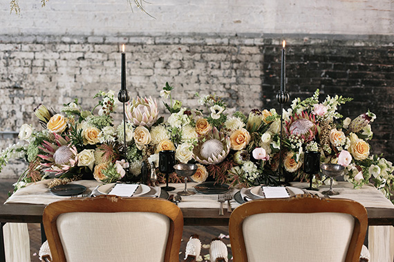Romantic industrial wedding inspiration | Photo by Hudson Nichols Photography | Read more - http://www.100layercake.com/blog/wp-content/uploads/2015/03/Industrial-Romance-Wedding-inspiration  