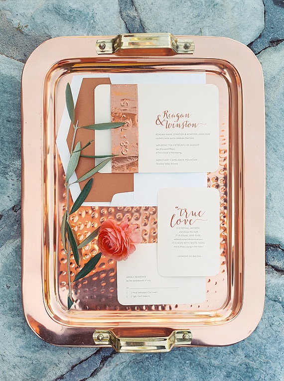 Copper and coral wedding inspiration  | Photo by  Melissa Jill Photography | Read more - http://www.100layercake.com/blog/wp-content/uploads/2015/04/Copper-and-coral-Arizona-wedding-inspiration