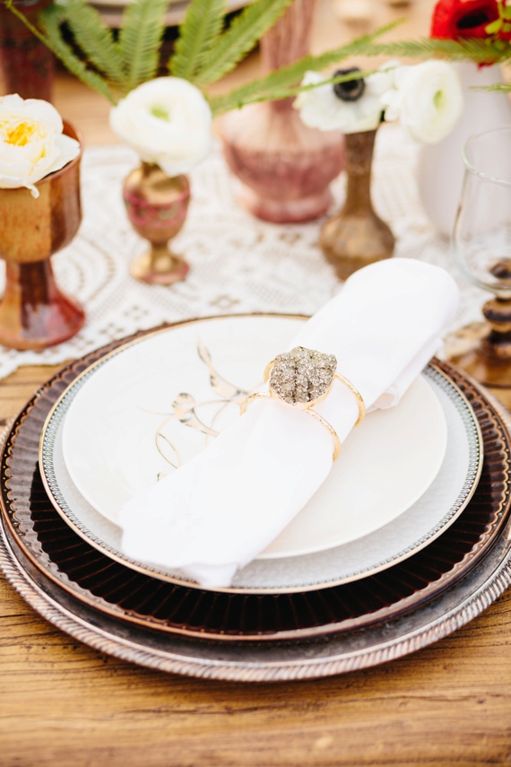 Bohemian bracelet napkin ring |  Photo by Jodee Debes Photography | Read more -  http://www.100layercake.com/blog/wp-content/uploads/2015/04/Desert-Coachella-wedding-inspiration