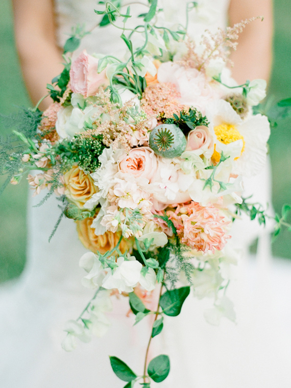 Peony poppy and rose bouquet | Photo by Elsy Photography | Read more - http://www.100layercake.com/blog/wp-content/uploads/2015/04/Elsy-Photography-1-of-30