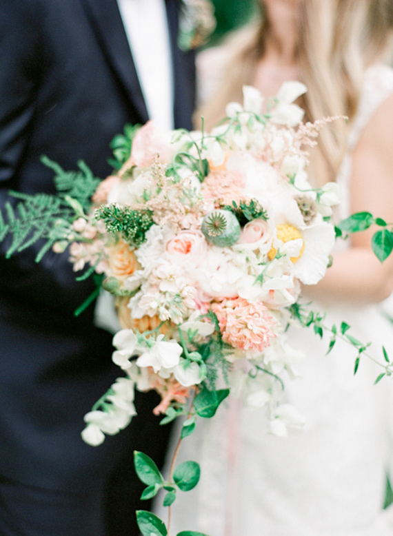 Peony poppy and rose bouquet | Photo by Elsy Photography | Read more - http://www.100layercake.com/blog/wp-content/uploads/2015/04/Elsy-Photography-1-of-30