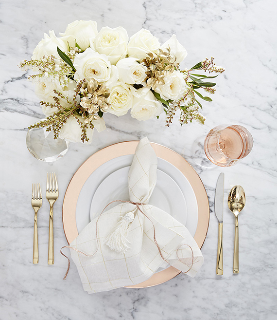 Glam white dinnerware style for Crate and Barrel by 100 Layer Cake