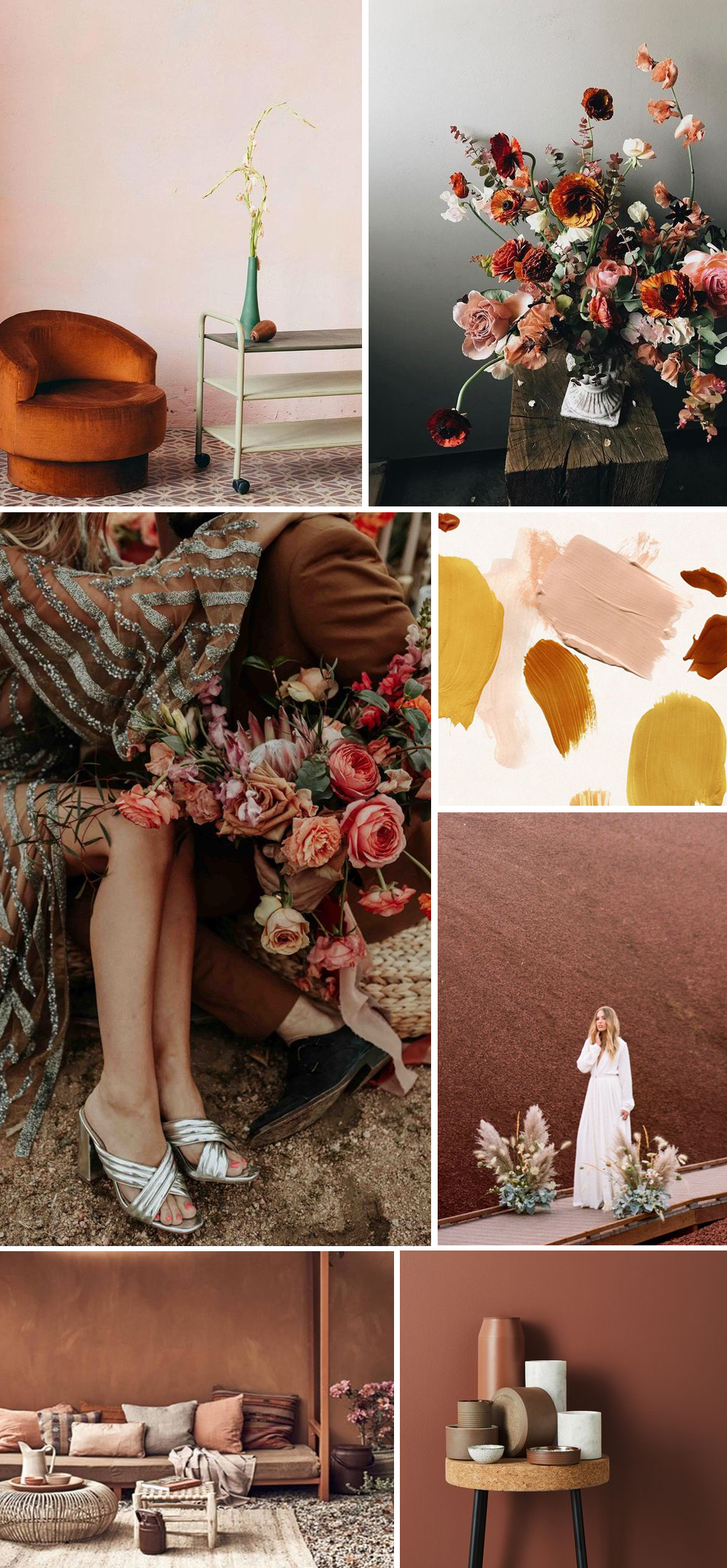 Rust blush and mustard color trend