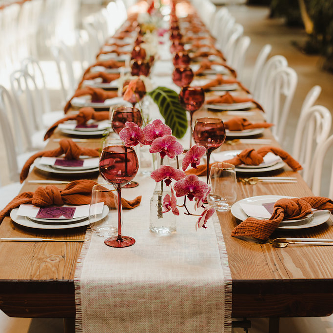 Modern tropical wedding tables