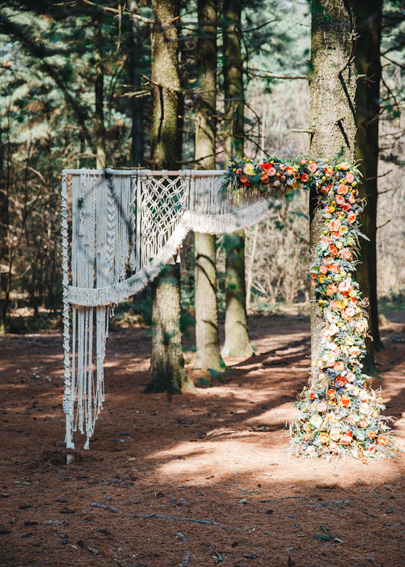 whimsical woodland floral installation