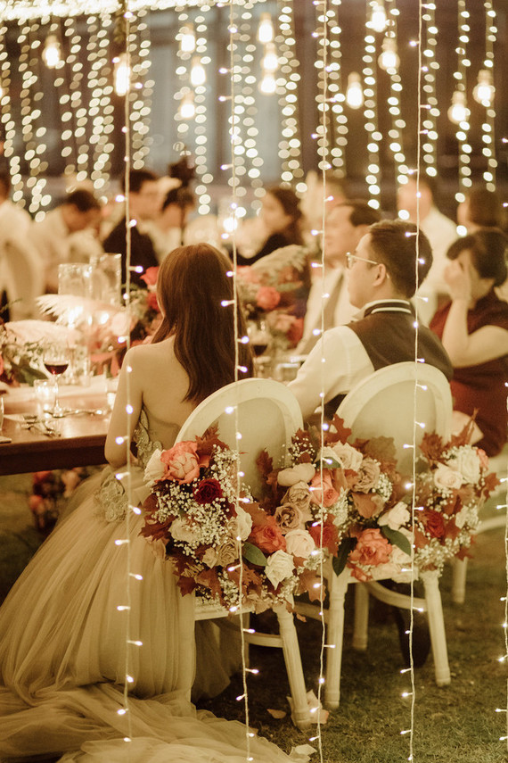 magical canopy of lights at wedding