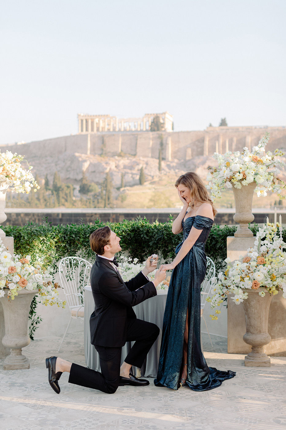 A stylish proposal + engagement shoot in Greece