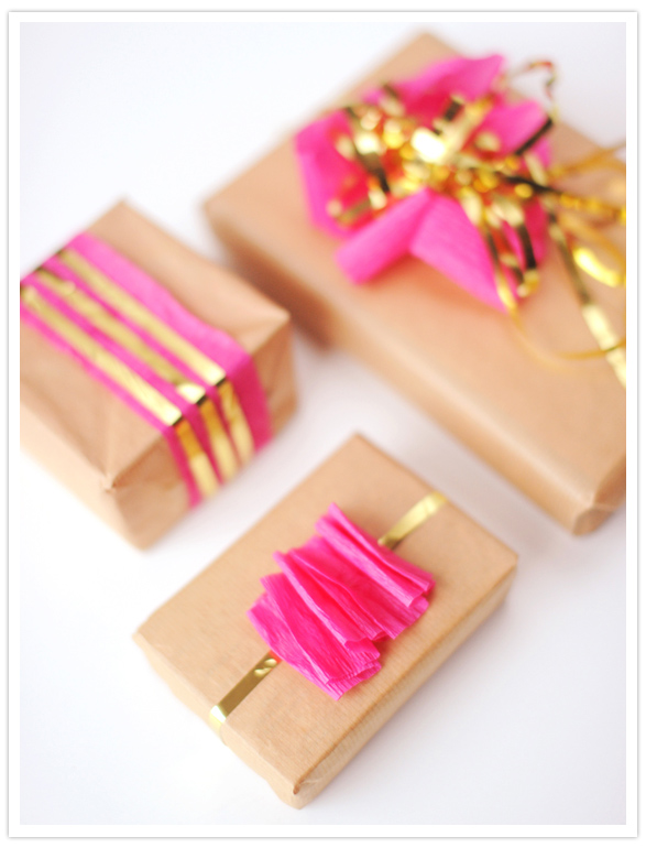 hot pink holiday gift wrap