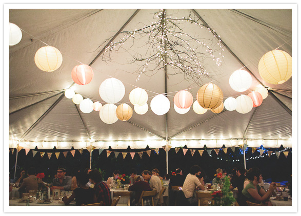 gold and white paper lanterns