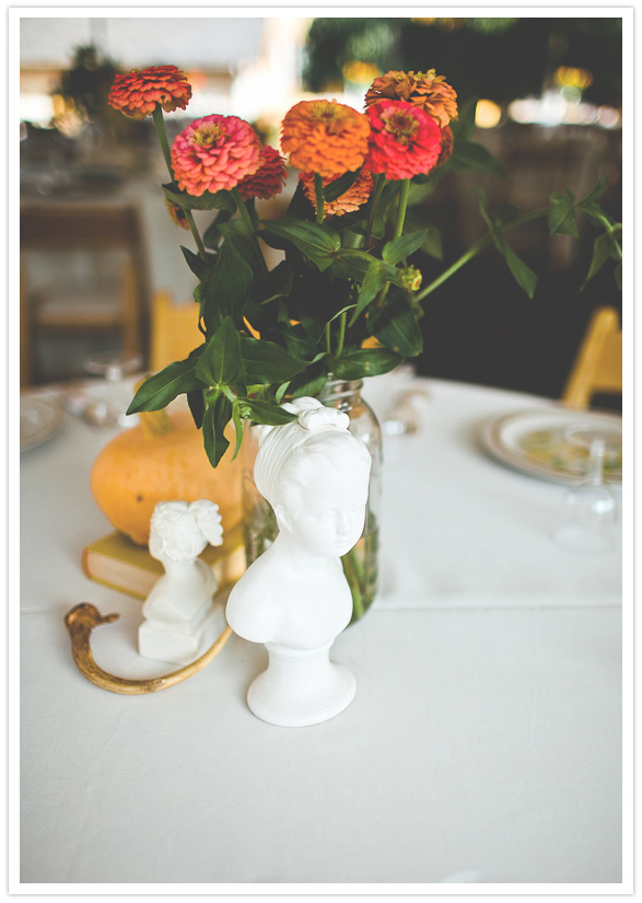 painted objects as centerpieces 