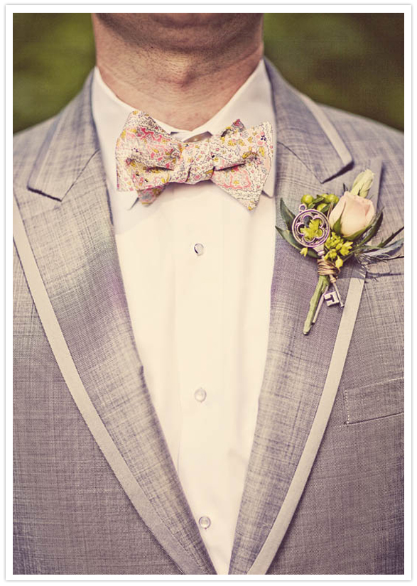 groomsman patterned bow tie