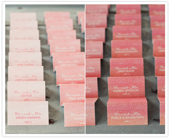 pink ombre escort cards