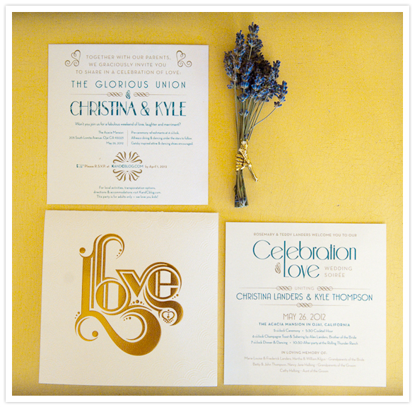 vintage gold foil invitation suite