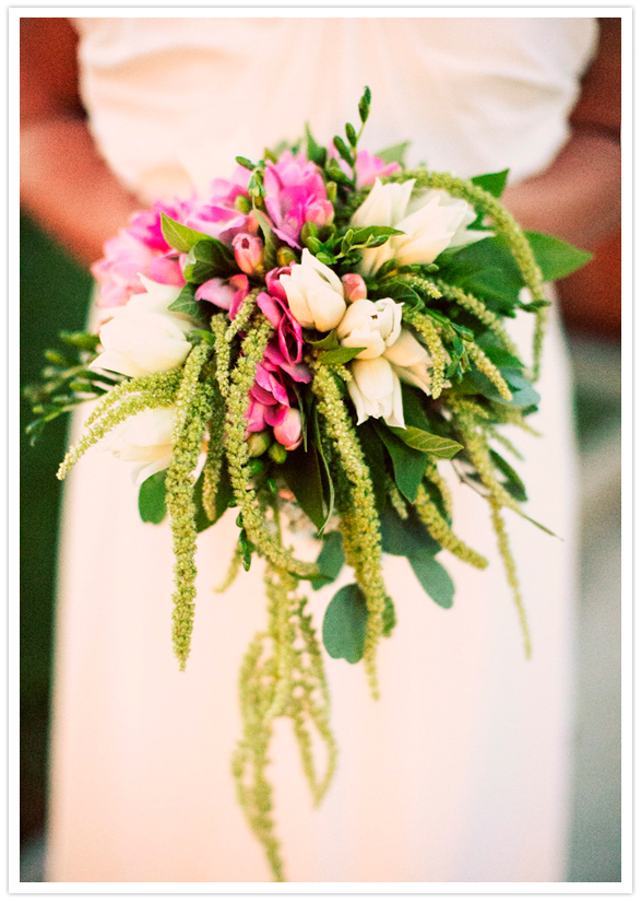 pink white and green bouquet